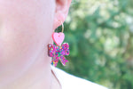 Pink heart and ribbon earrings