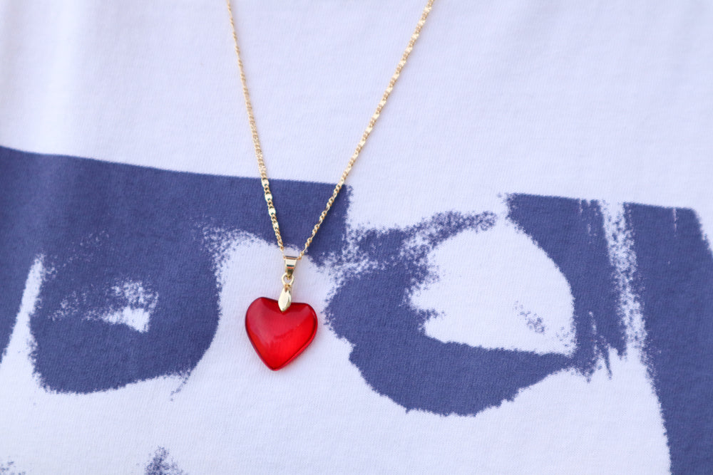 Glass heart necklace
