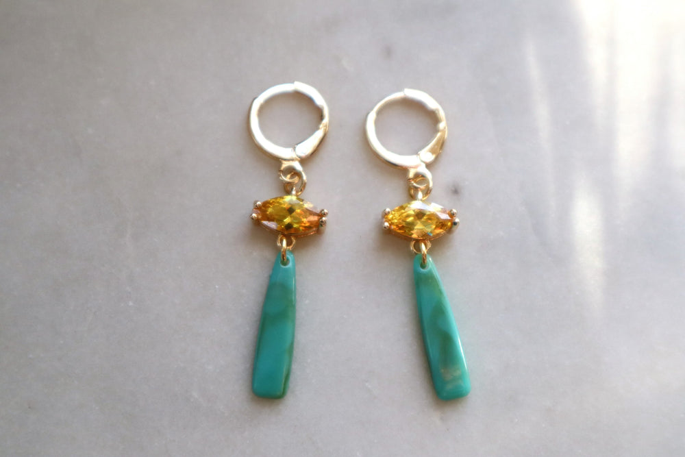 Turquoise and yellow earrings