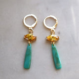 Turquoise and yellow earrings