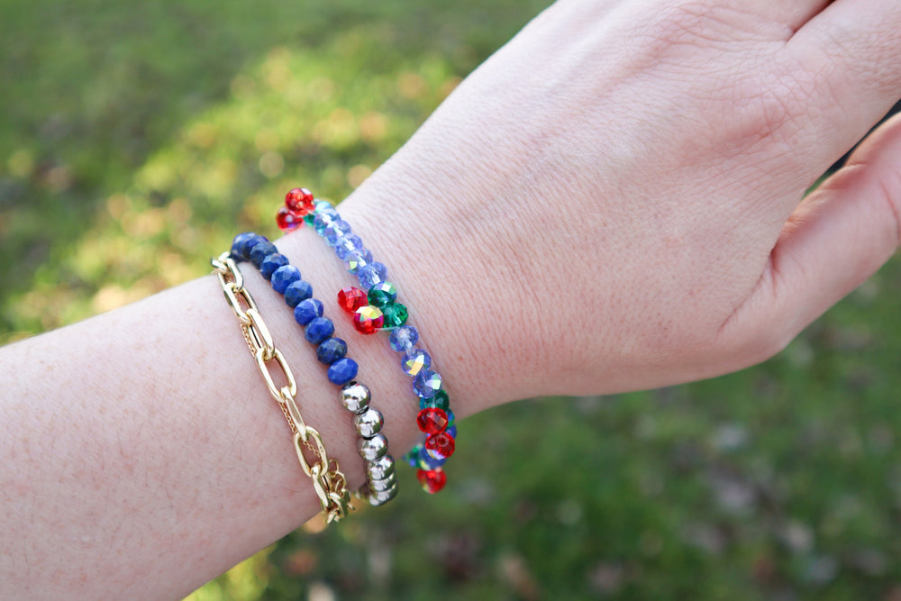 Lapis Lazuli and stainless steel bracelet