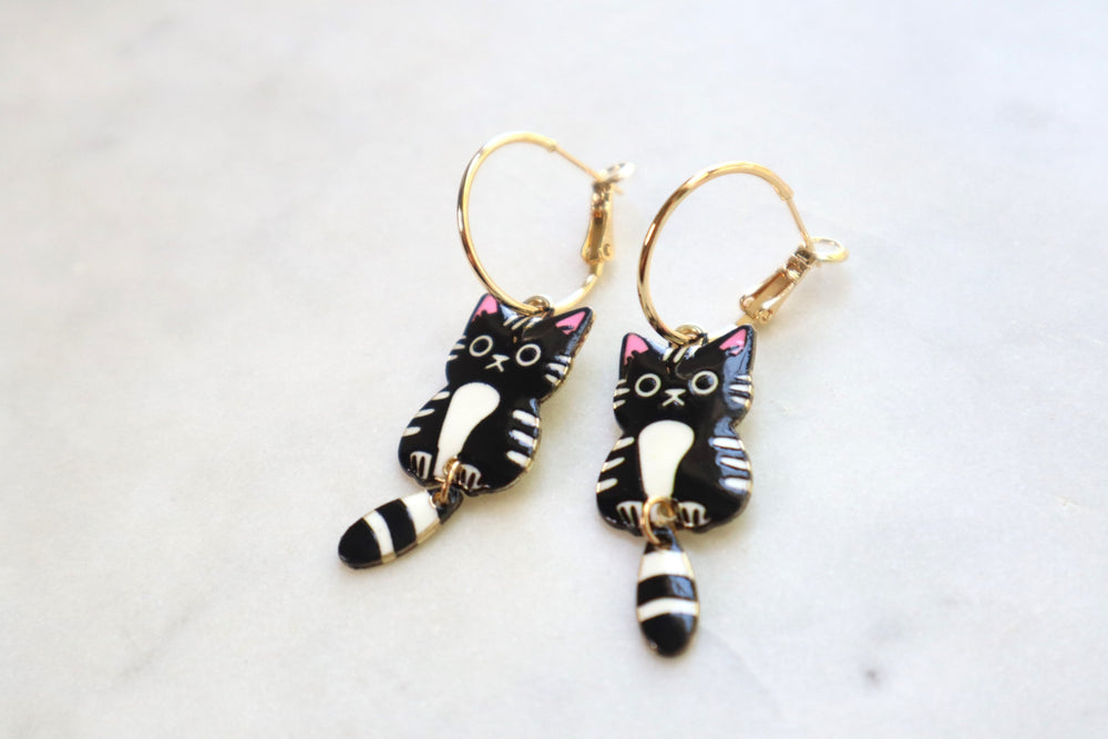 Black cat earrings