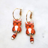 Orange cat earrings