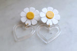 Daisy and heart statement earrings