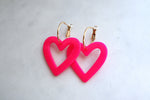 Hot pink heart hoops