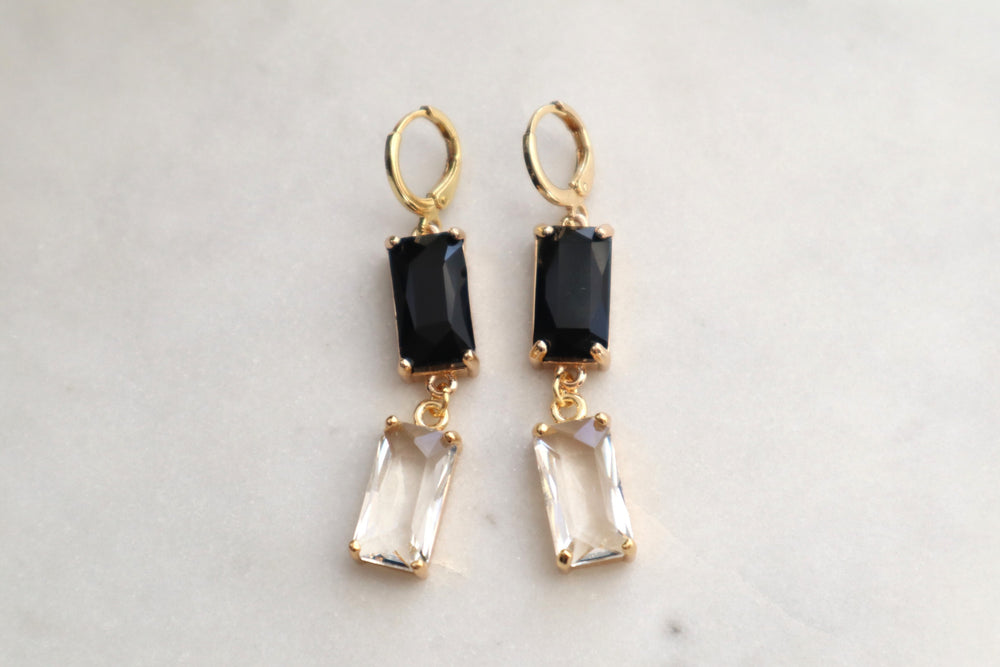 Black and clear earrings
