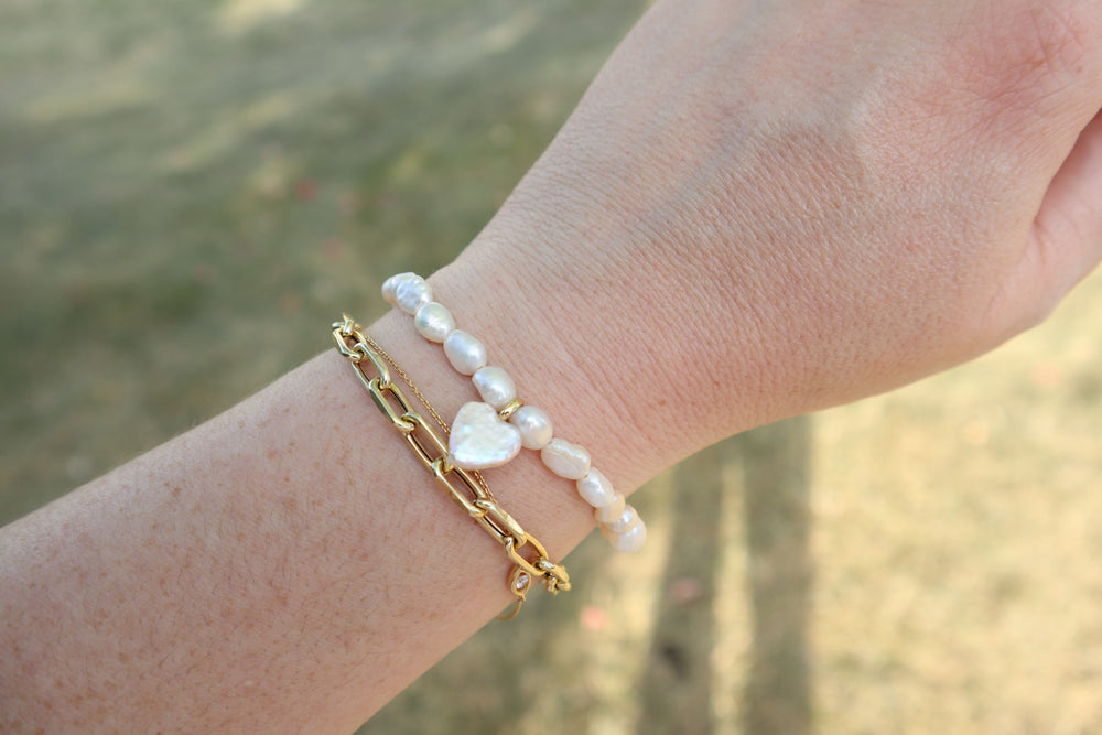 Natural Pearls bracelet with pearl heart