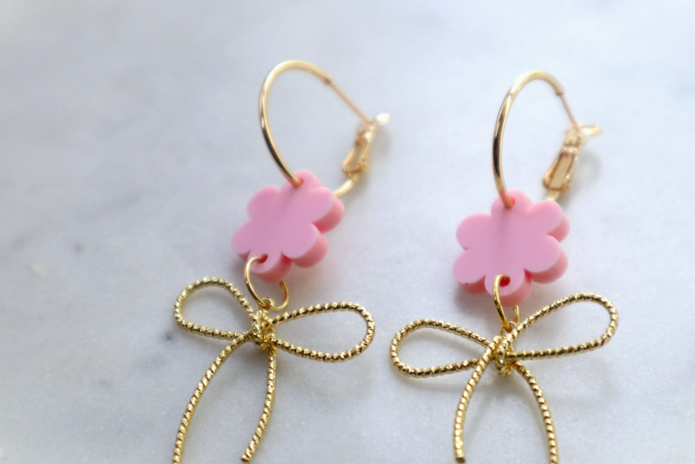 Flower and bow earrings