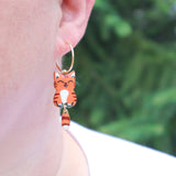 Orange cat earrings