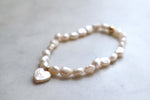 Natural Pearls bracelet with pearl heart