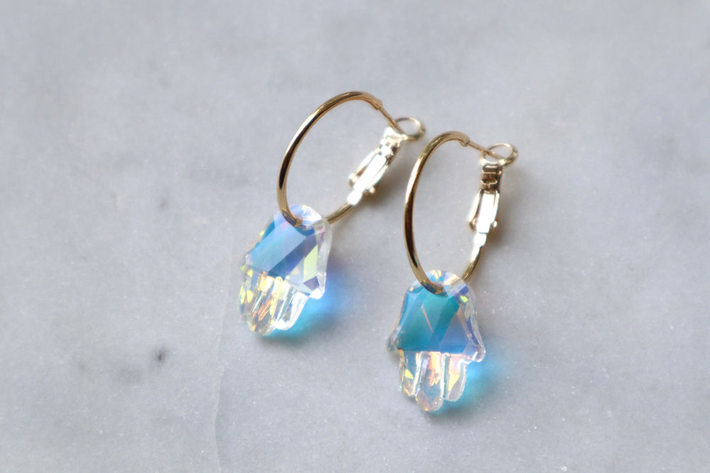 Iridescent Hamsa hoops