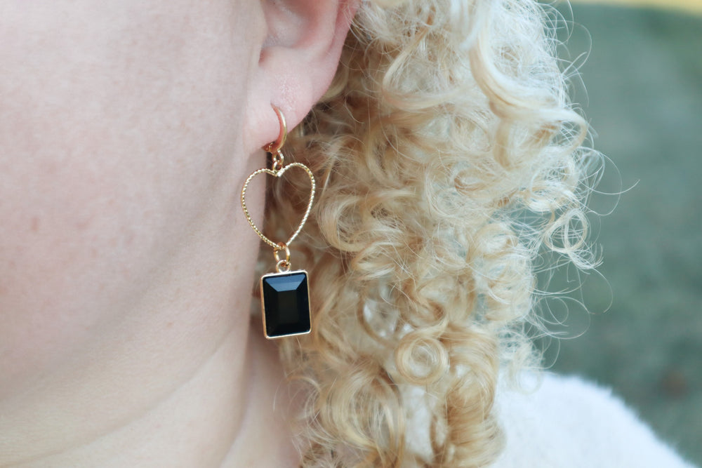 Black rectangle earrings