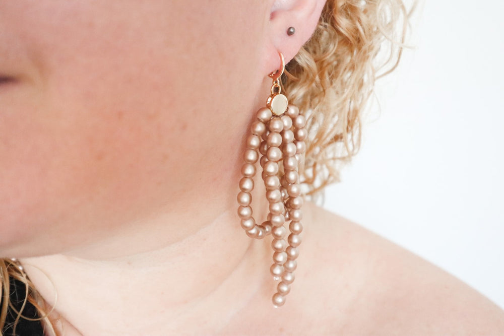 Beige beaded earrings