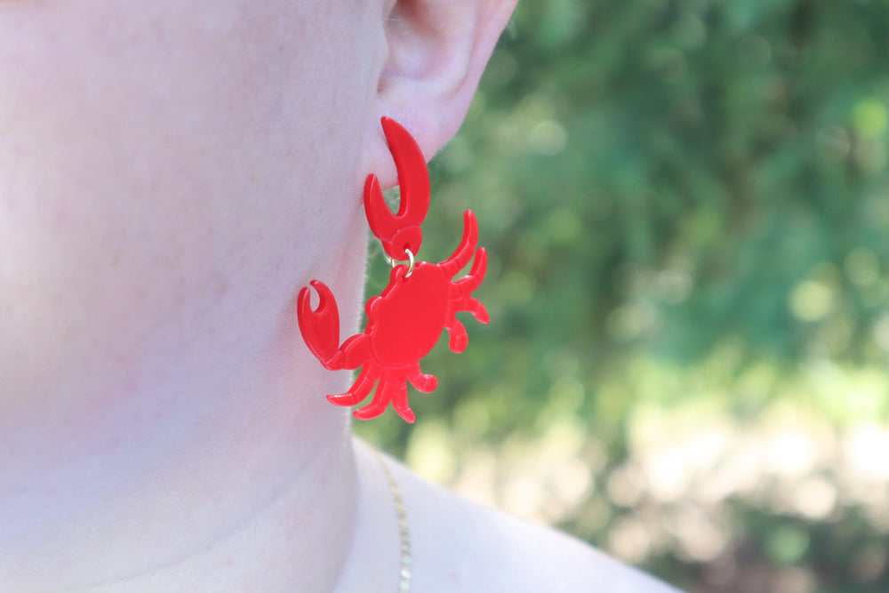 Red crab earrings
