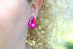 Hot pink stud earrings