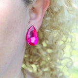 Hot pink stud earrings