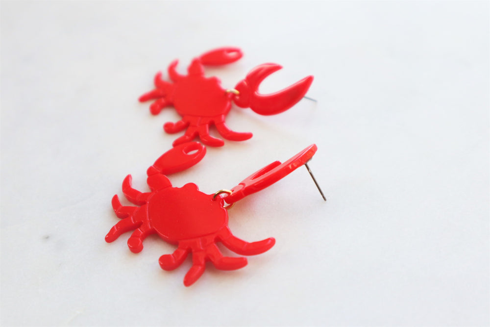 Red crab earrings