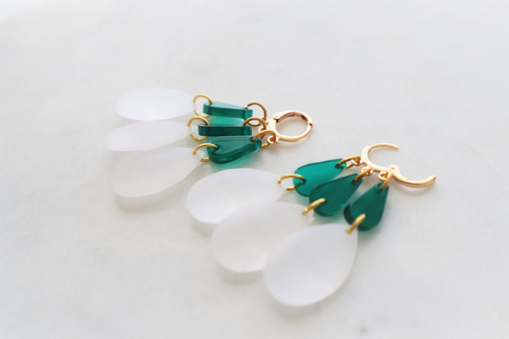 Green chandelier earrings
