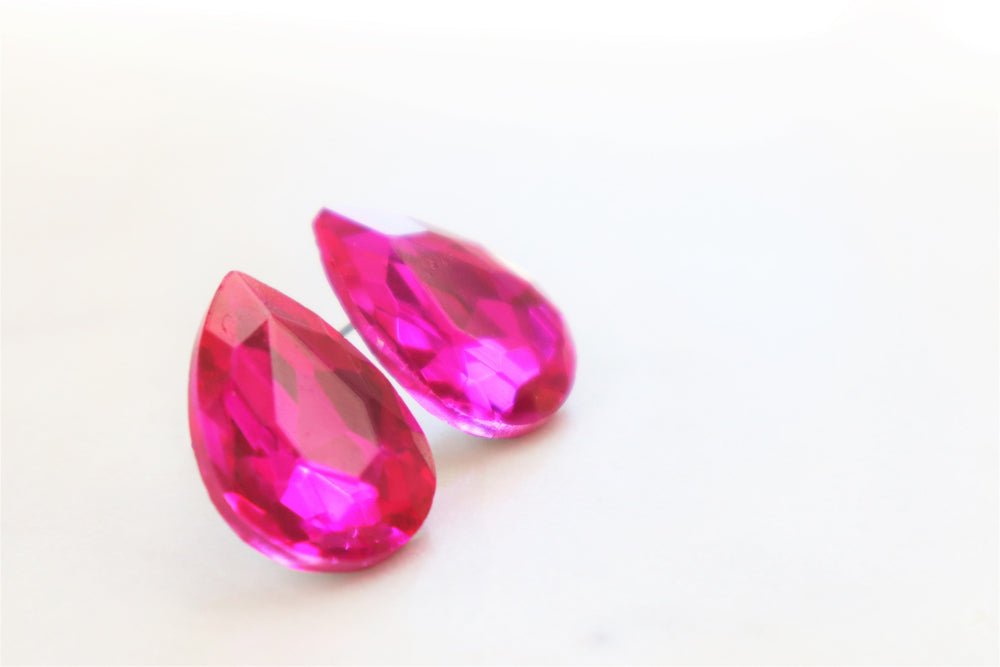 Hot pink stud earrings