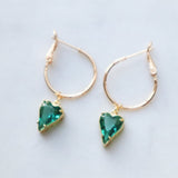 Emerald-green heart hoops
