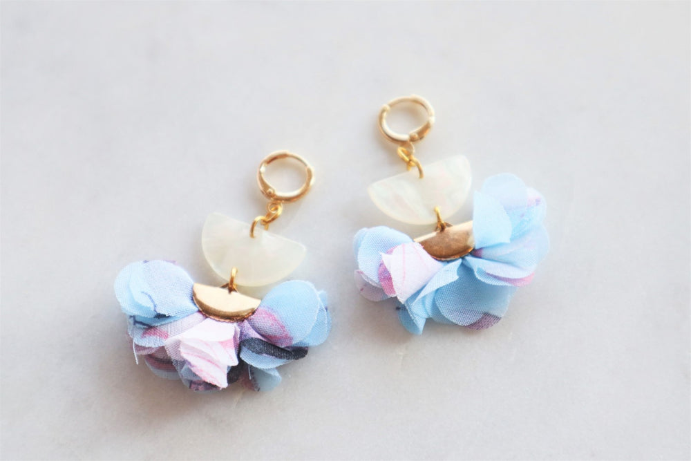 Light-blue flower earrings