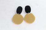 Fancy black and mirror-gold earrings