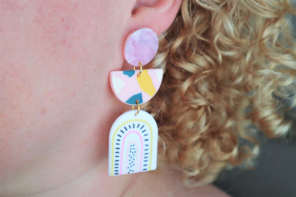 Pink statement earrings