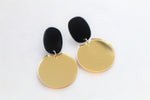 Fancy black and mirror-gold earrings
