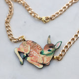 Wooden fawn necklace