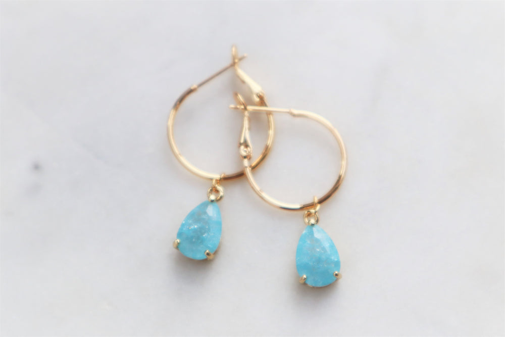 Blue water drop earrings