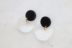Black and clear geometric earrings
