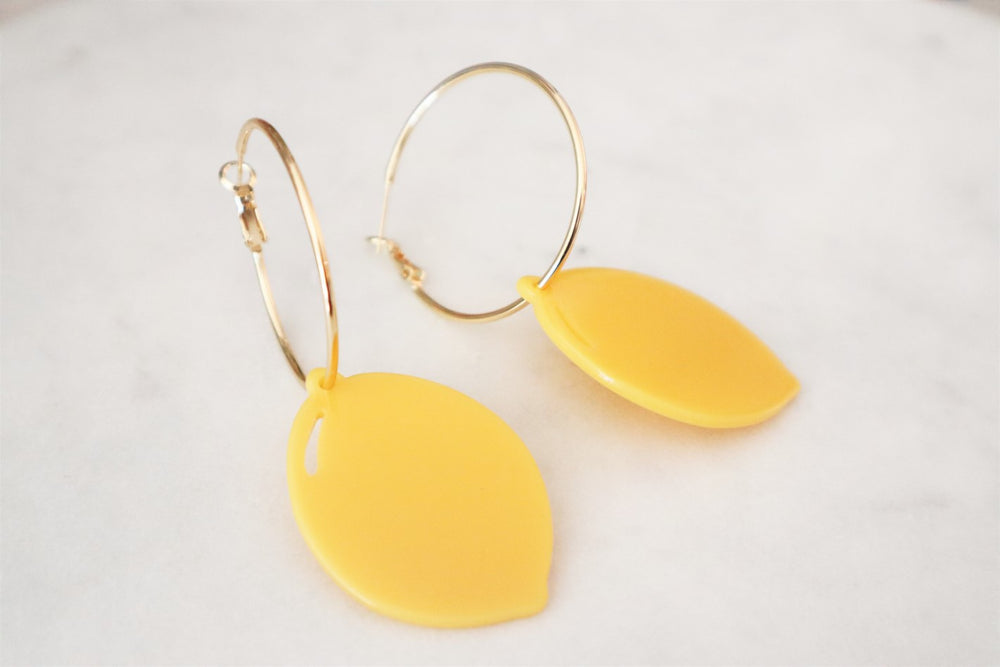18K Gold Plated Brass Hoop with large lemon