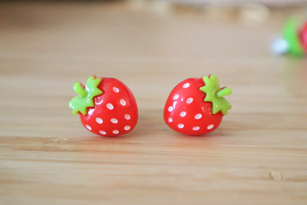 Strawberry clip-on earrings for kids