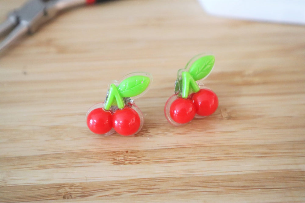 Cherries clip-on earrings for kids