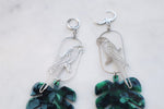 Parrot and monstera statement earrings