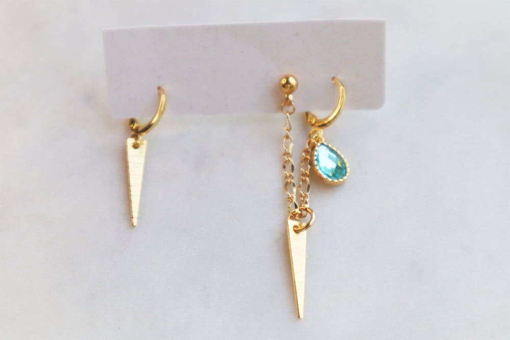 Spikes double-piercings earring set