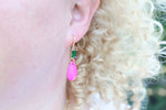 Green and pink drops earrings