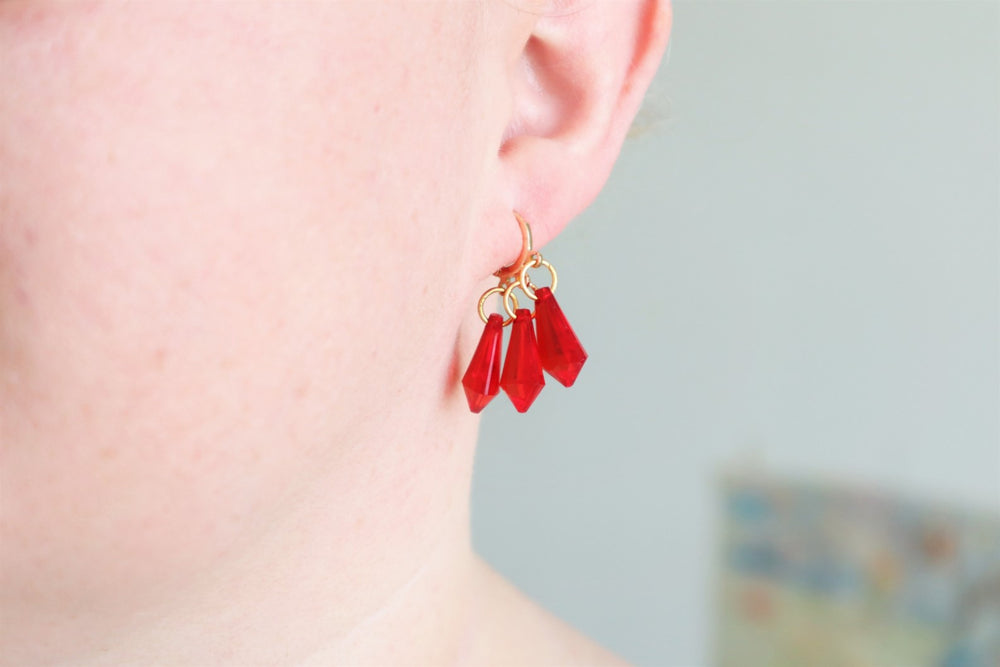 Red chandelier earrings