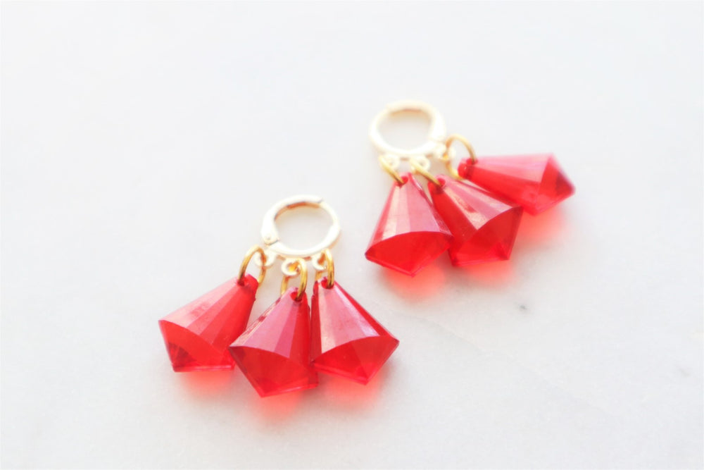 Red chandelier earrings