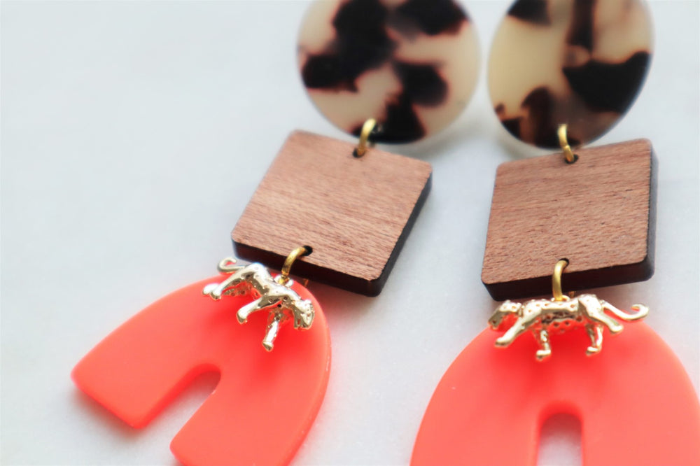 Leopard statement earrings