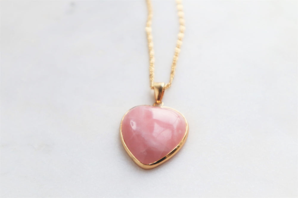 Rose quartz heart necklace