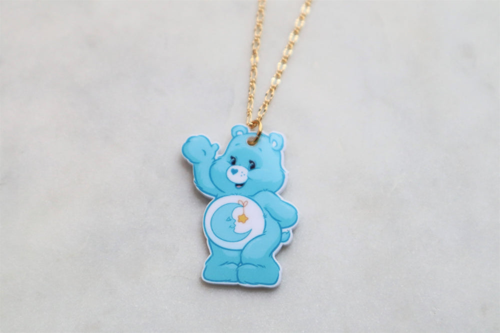 Blue bear necklace