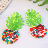 Monstera statement earrings