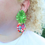 Monstera statement earrings