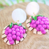 Grapes and Monstera statement earrings
