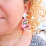 Feminist floral statement earrings