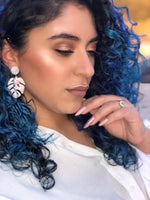 Pink Monstera earrings