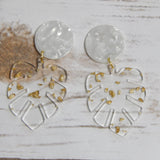 Clear Monstera earrings