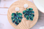 Green Monstera earrings