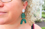 Green geometric earrings